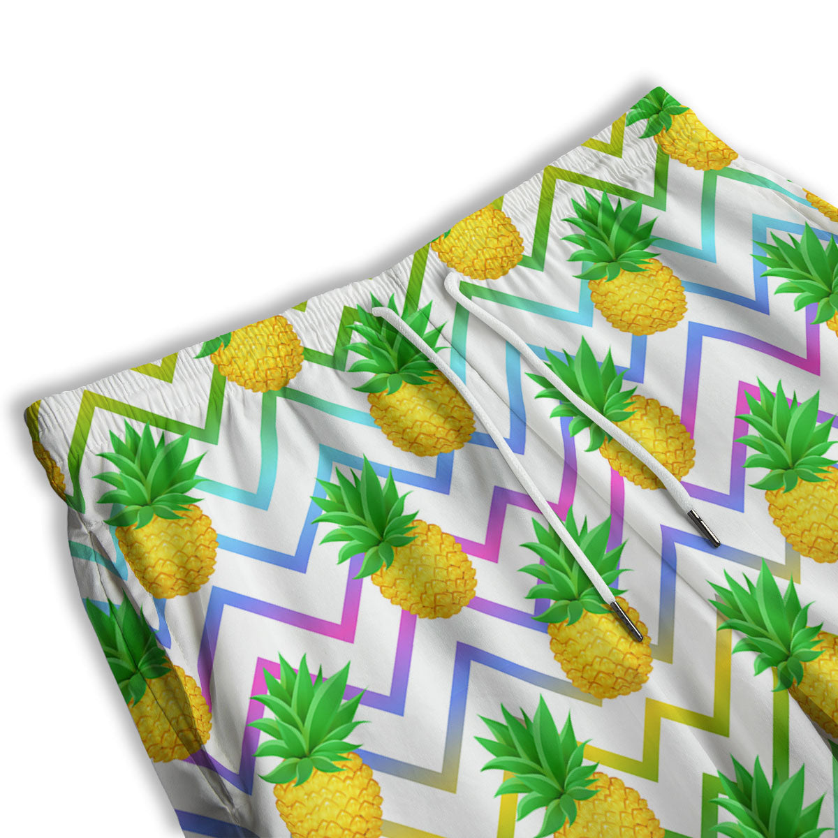 Zig Zag Neon Pineapple Print Pattern Men's Athletic Shorts