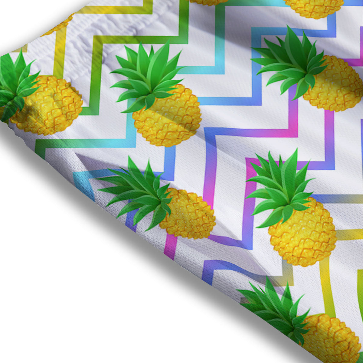 Zig Zag Neon Pineapple Print Pattern Mesh Shorts