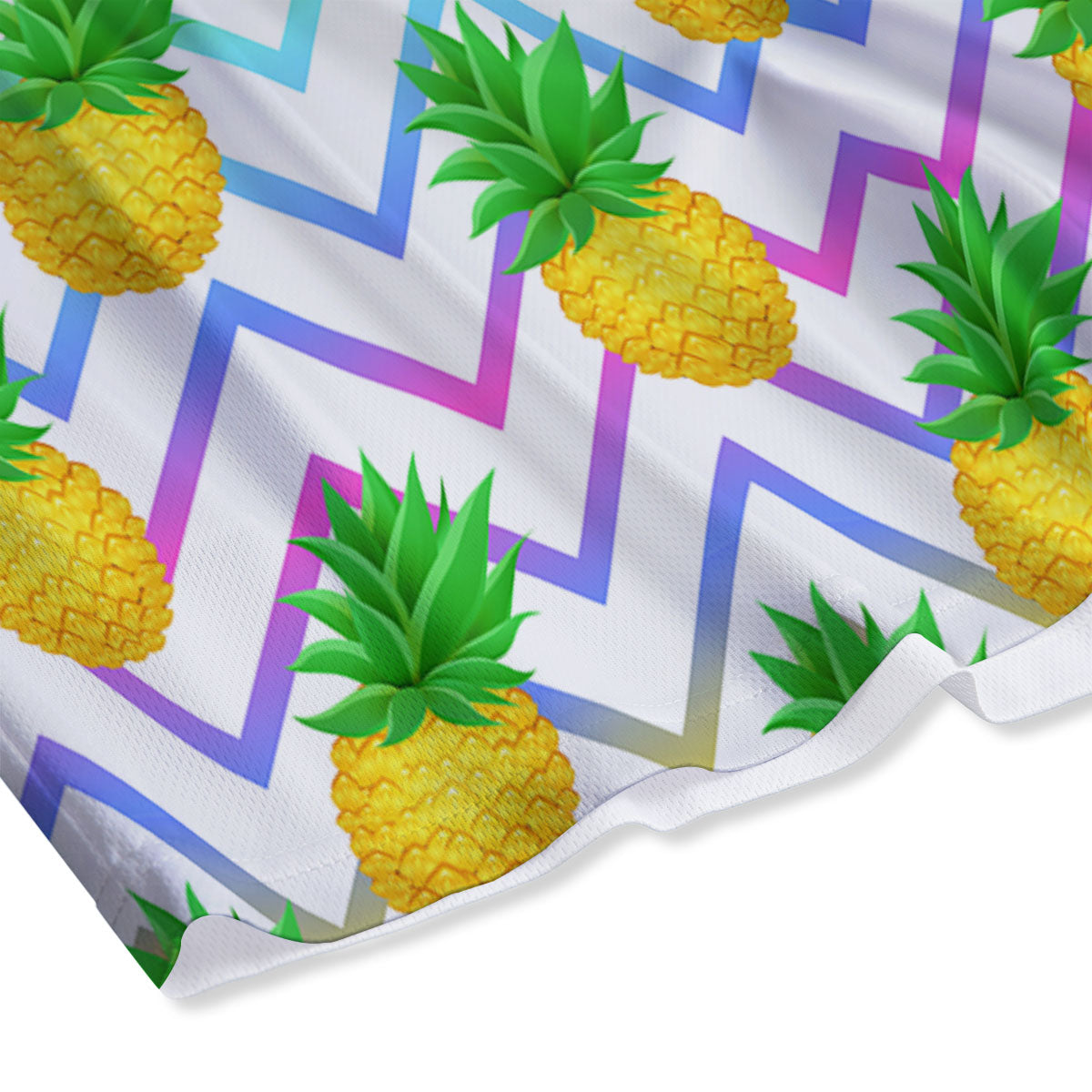 Zig Zag Neon Pineapple Print Pattern Mesh Shorts