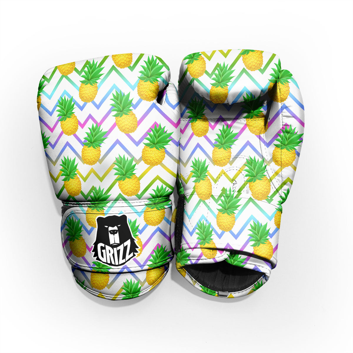 Zig Zag Neon Pineapple Print Pattern Pro Boxing Glove
