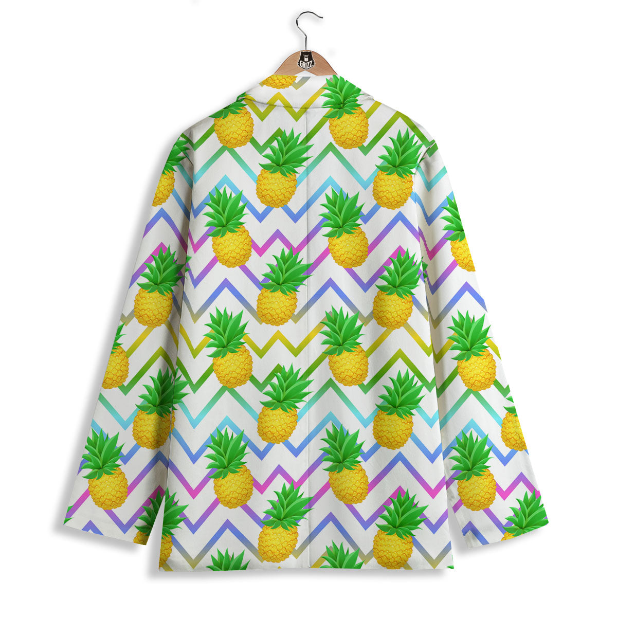 Zig Zag Neon Pineapple Print Pattern Women's Blazer-grizzshop
