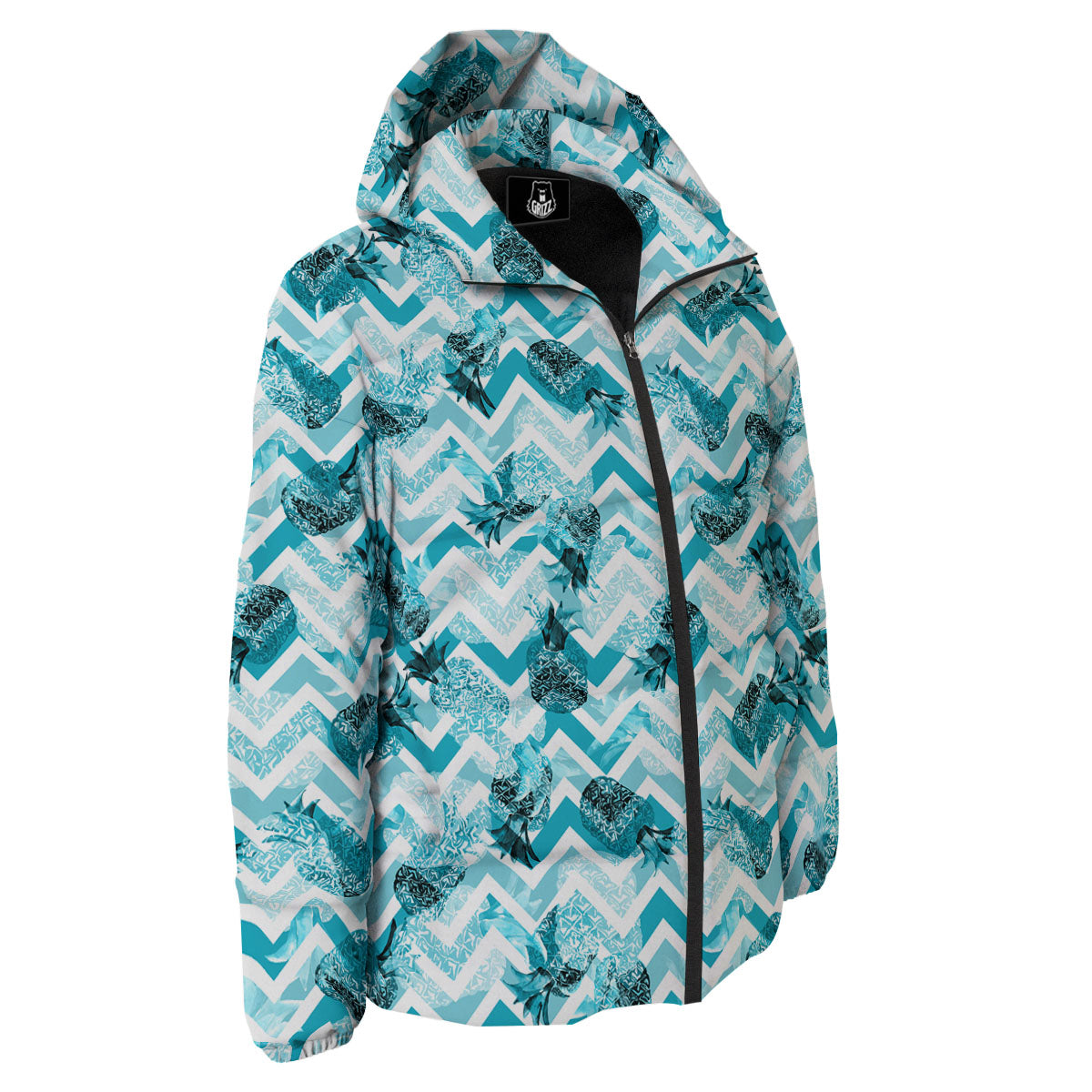Zig Zag Pastel Pineapple Print Pattern Down Jacket-grizzshop