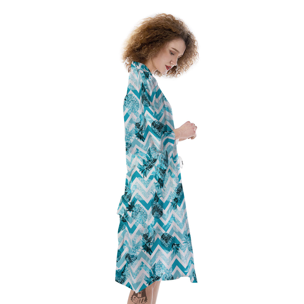 Zig Zag Pastel Pineapple Print Pattern Kimono-grizzshop