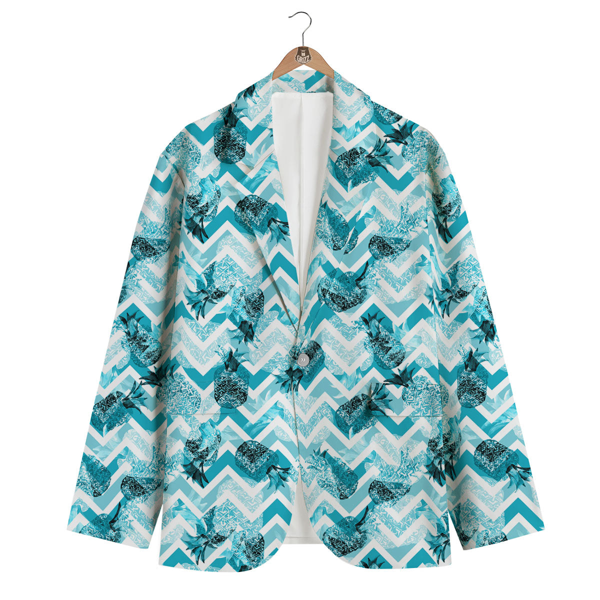 Zig Zag Pastel Pineapple Print Pattern Men's Blazer-grizzshop