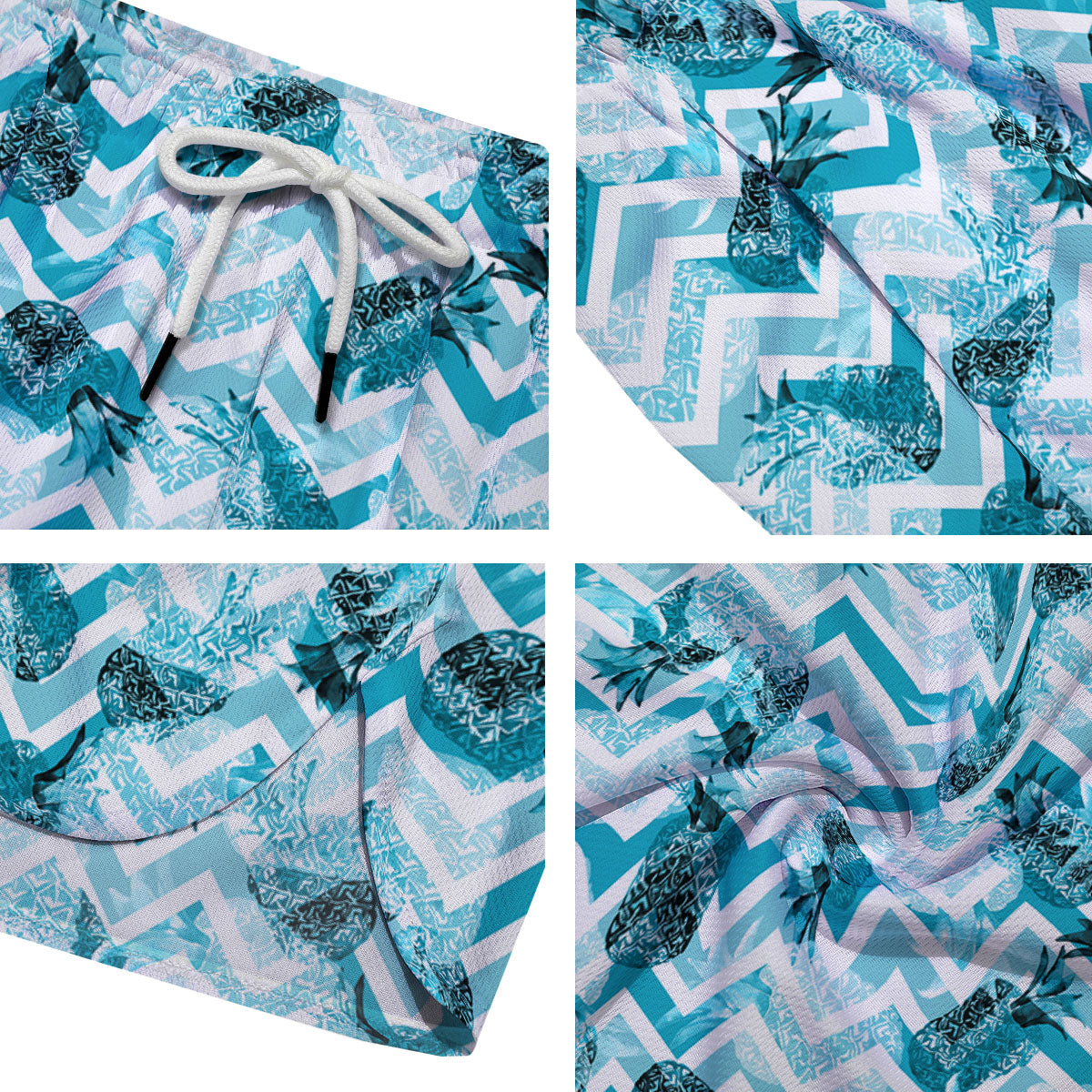 Zig Zag Pastel Pineapple Print Pattern Men's Running Shorts-grizzshop