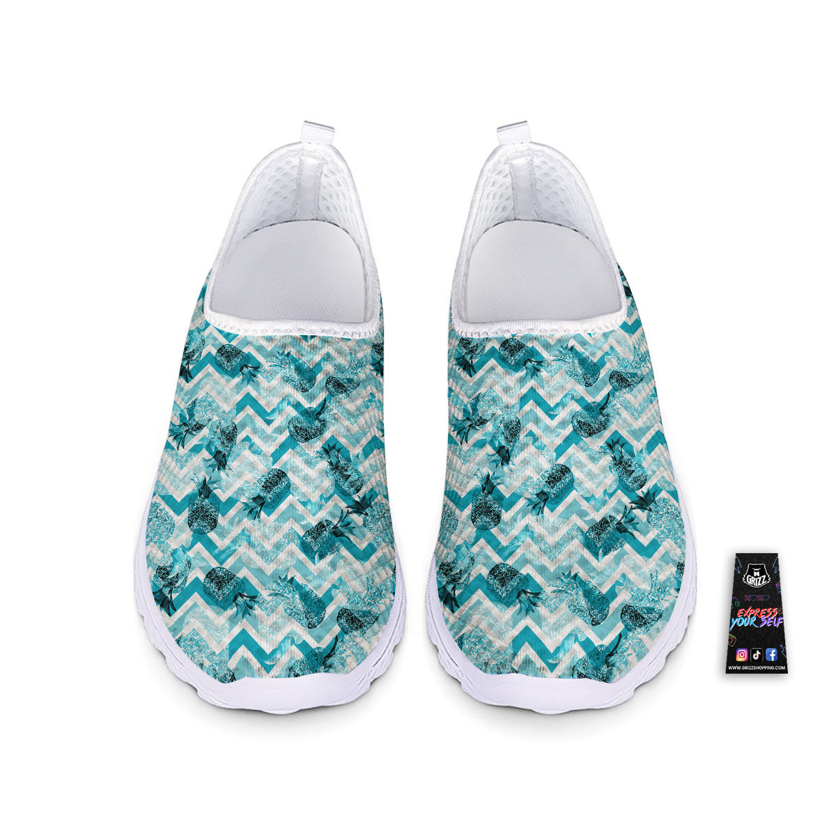 Zig Zag Pastel Pineapple Print Pattern Nurse Shoes-grizzshop