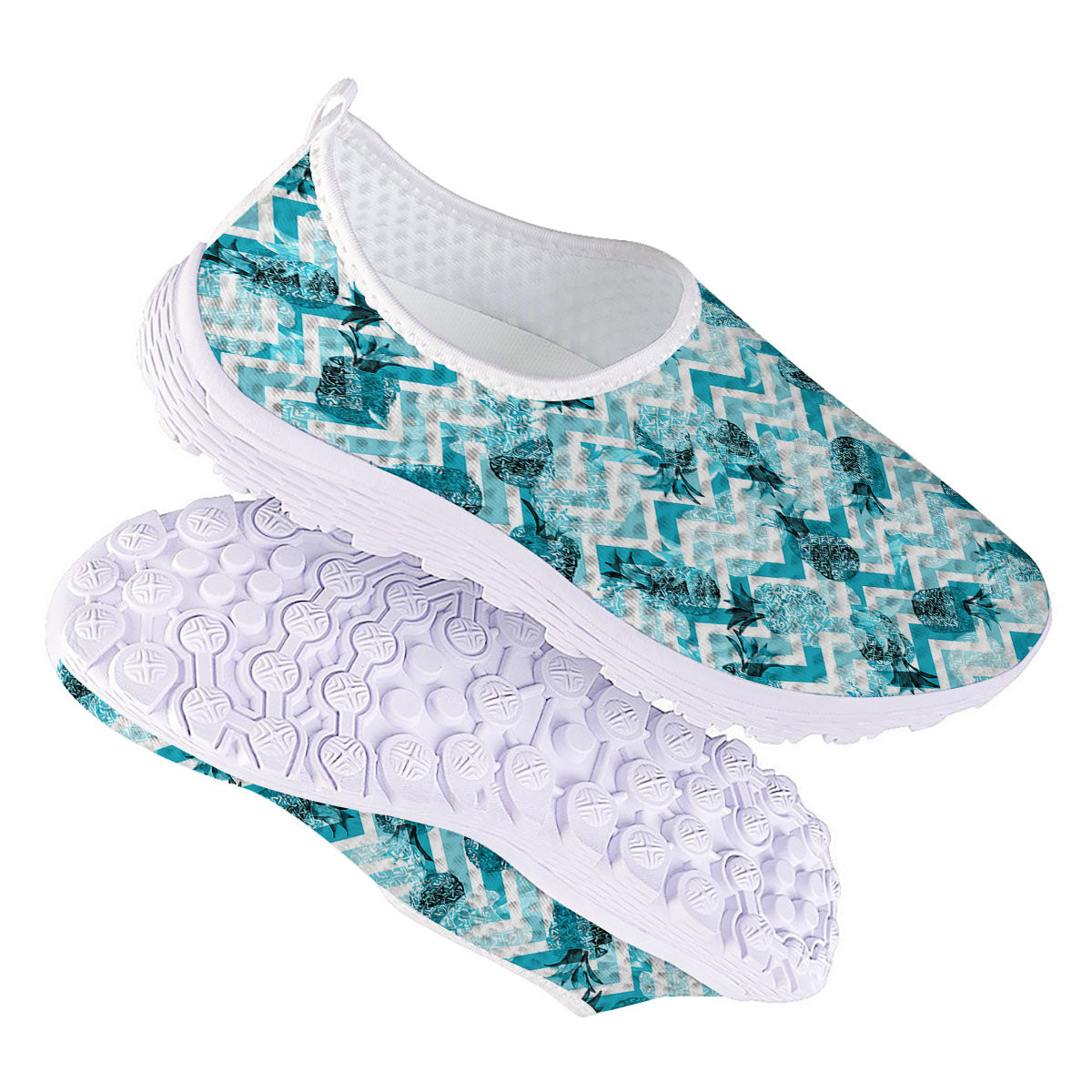 Zig Zag Pastel Pineapple Print Pattern Nurse Shoes-grizzshop
