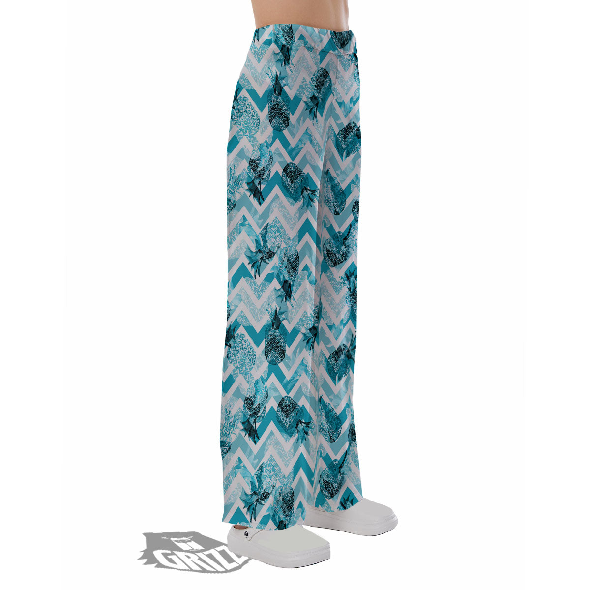 Zig Zag Pastel Pineapple Print Pattern Pajama Pants-grizzshop