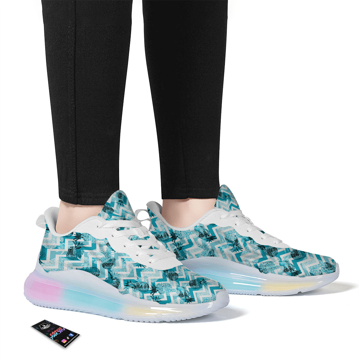Zig Zag Pastel Pineapple Print Pattern Running Sneakers-grizzshop