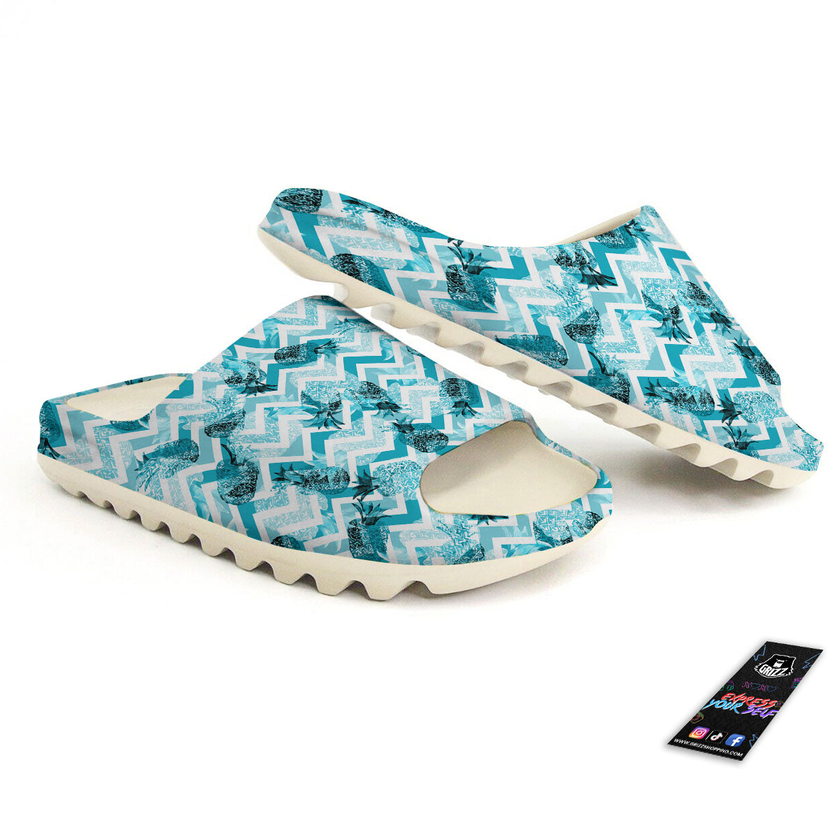 Zig Zag Pastel Pineapple Print Pattern Sandals-grizzshop