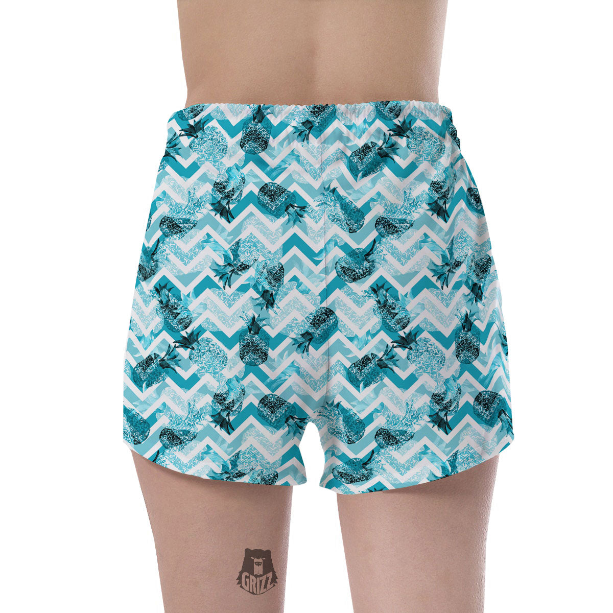 Zig Zag Pastel Pineapple Print Pattern Women's Shorts-grizzshop