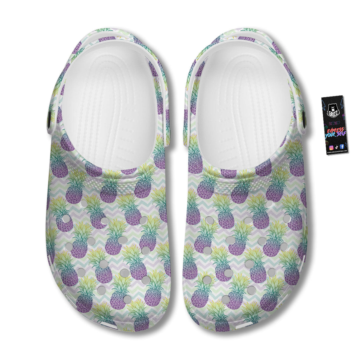 Zig Zag Pineapple Bright Print Pattern Clog-grizzshop