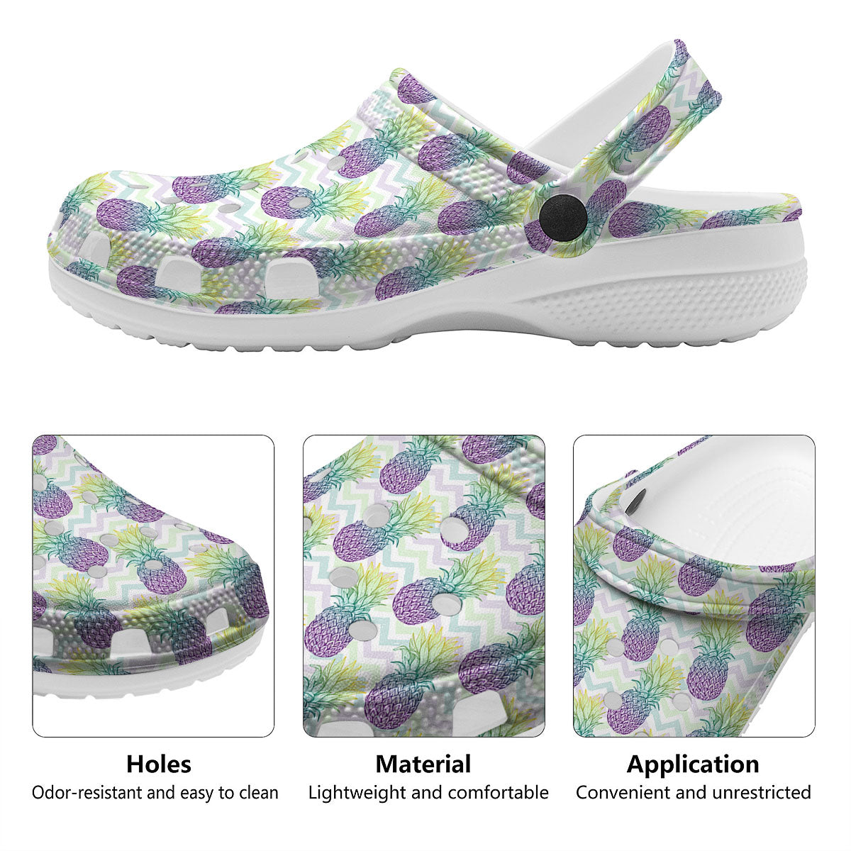 Zig Zag Pineapple Bright Print Pattern Clog-grizzshop