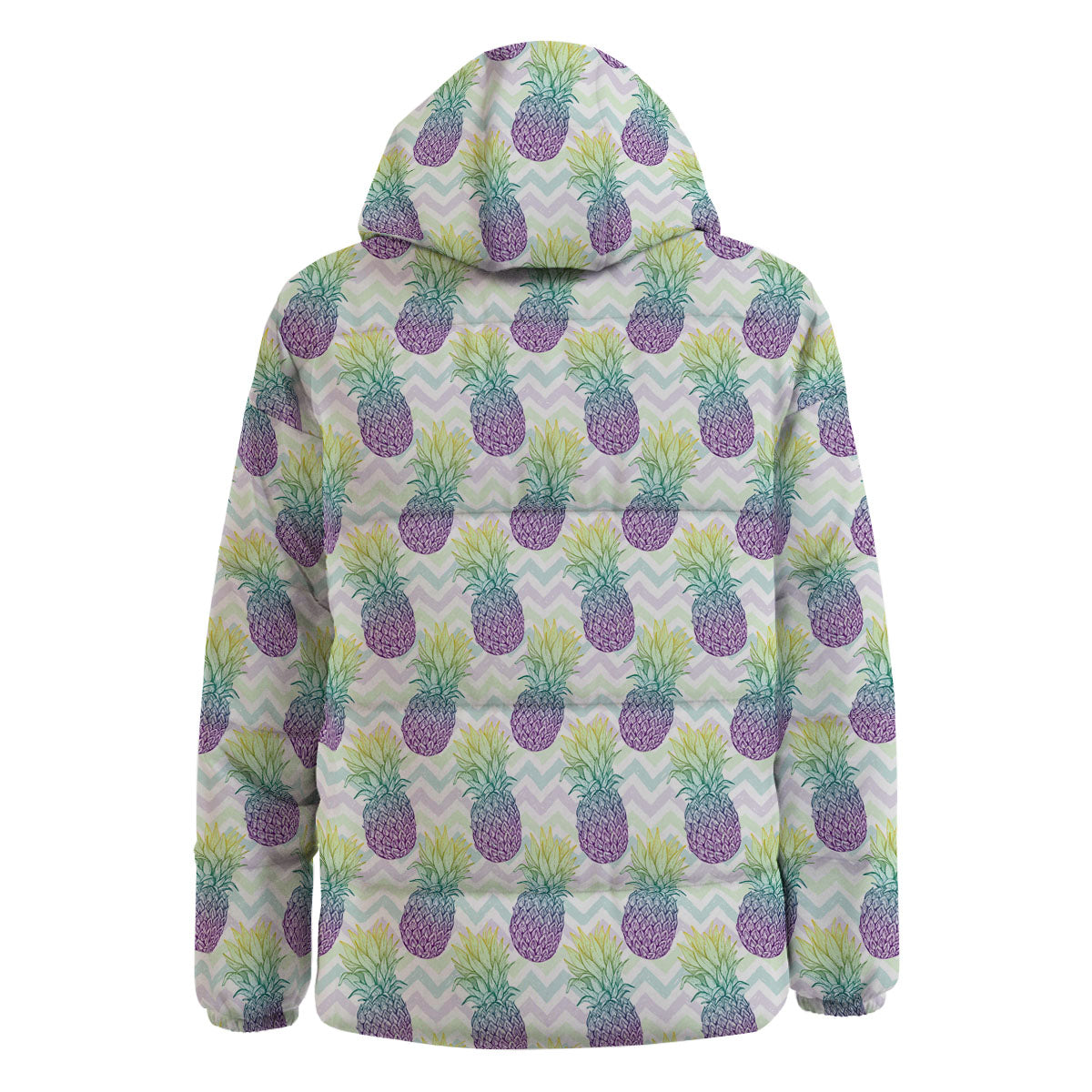 Zig Zag Pineapple Bright Print Pattern Down Jacket-grizzshop