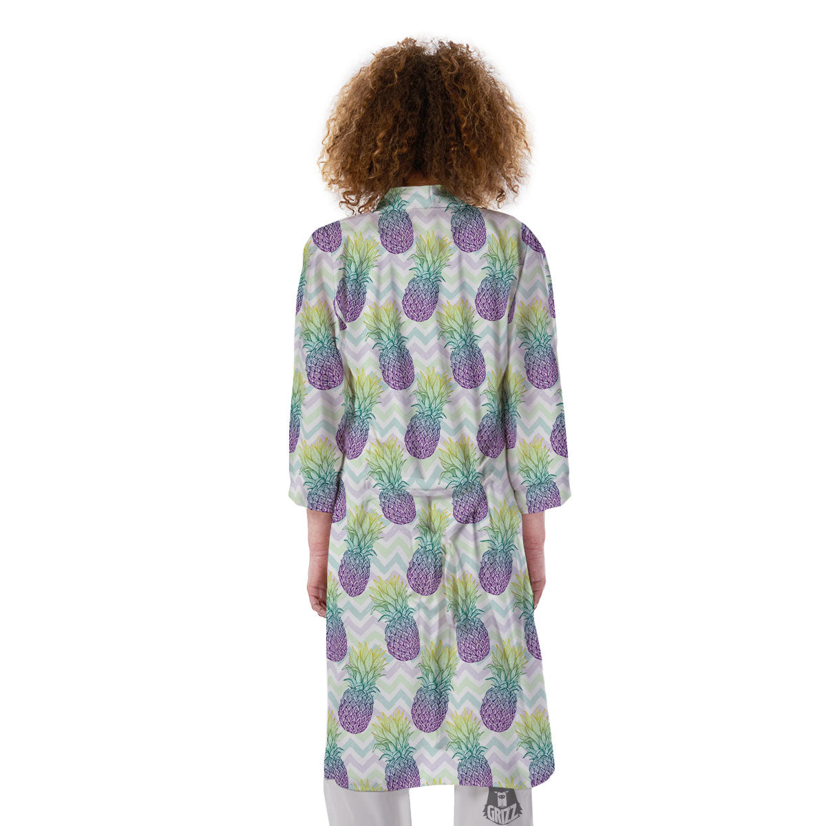Zig Zag Pineapple Bright Print Pattern Kimono-grizzshop