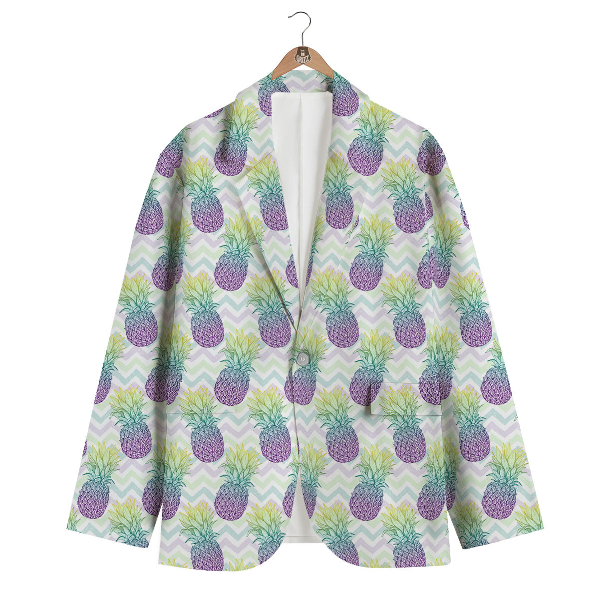 Zig Zag Pineapple Bright Print Pattern Men's Blazer-grizzshop