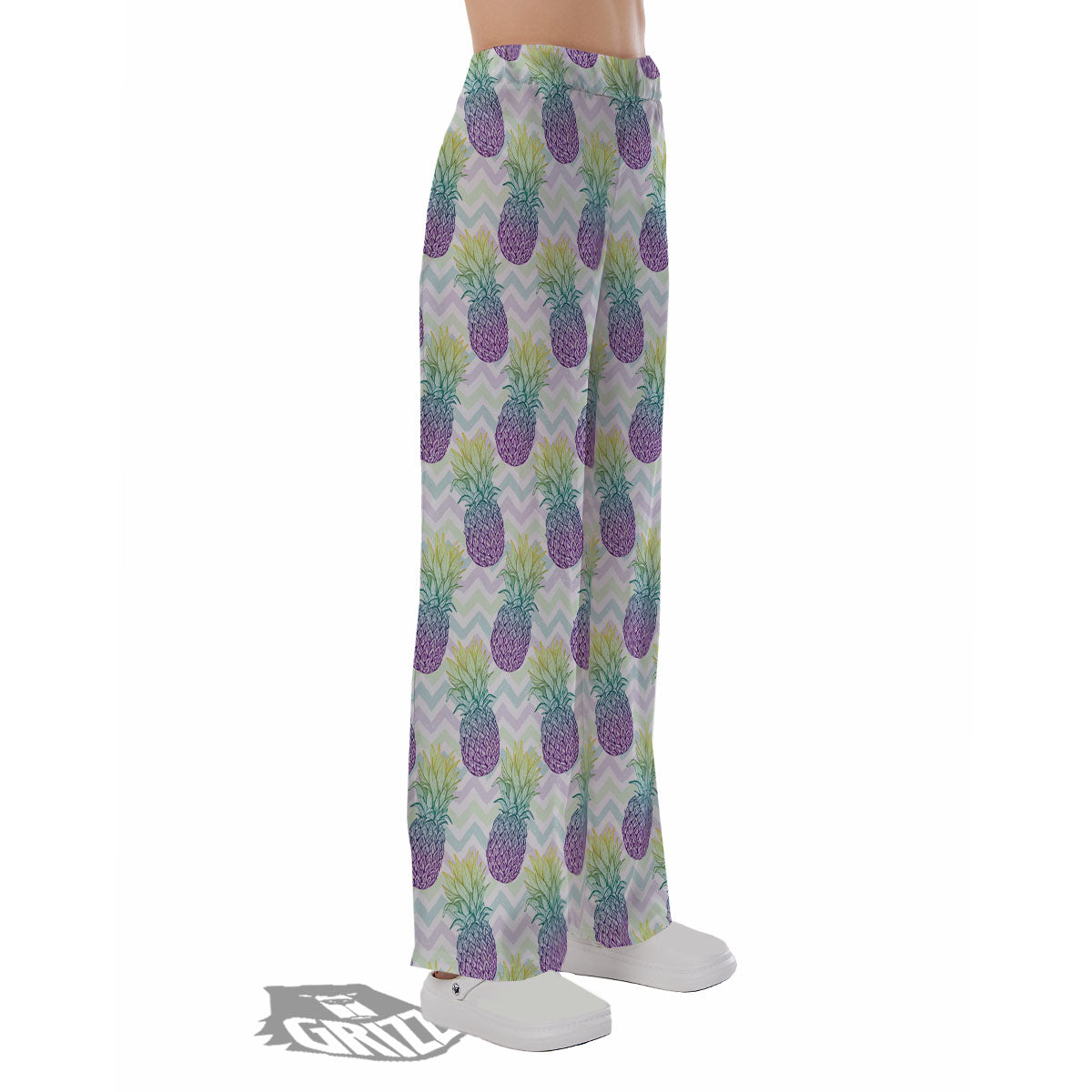 Zig Zag Pineapple Bright Print Pattern Pajama Pants-grizzshop