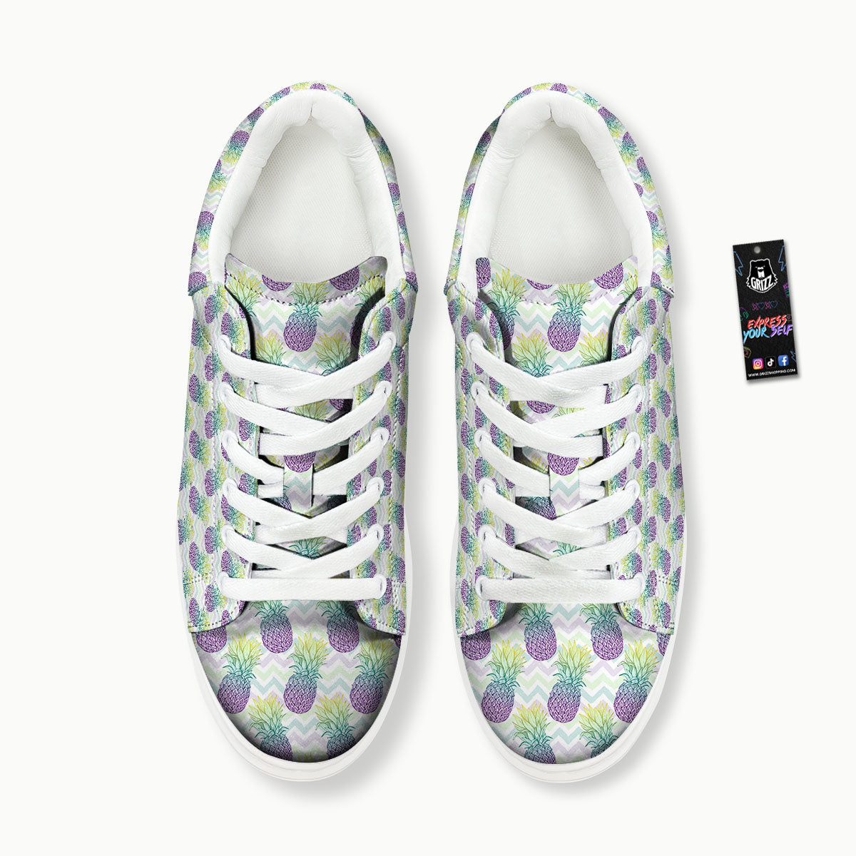 Zig Zag Pineapple Bright Print Pattern Platform Shoes-grizzshop