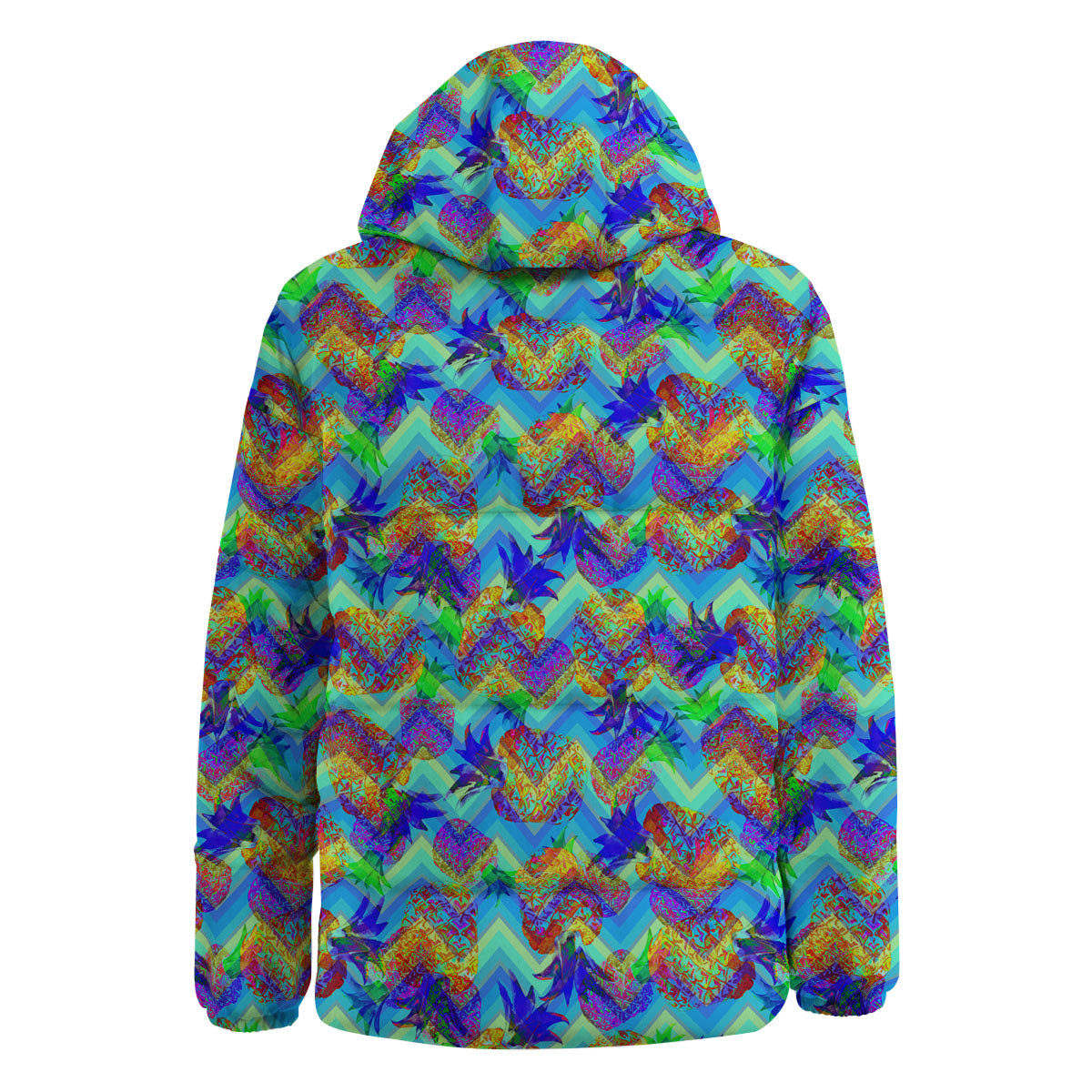 Zig Zag Pineapple Neon EDM Print Pattern Down Jacket-grizzshop