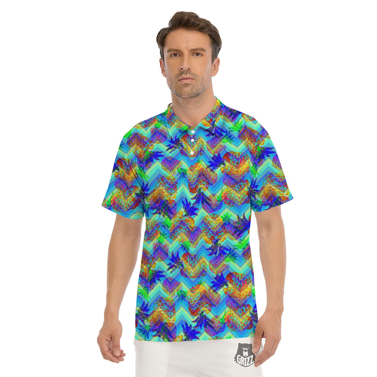 Zig Zag Pineapple Print Men's Hoodie