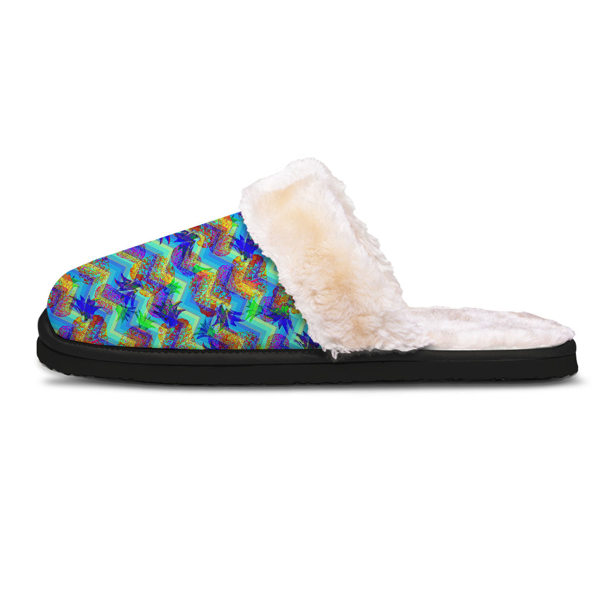 Zig Zag Pineapple Neon EDM Print Pattern Slippers-grizzshop