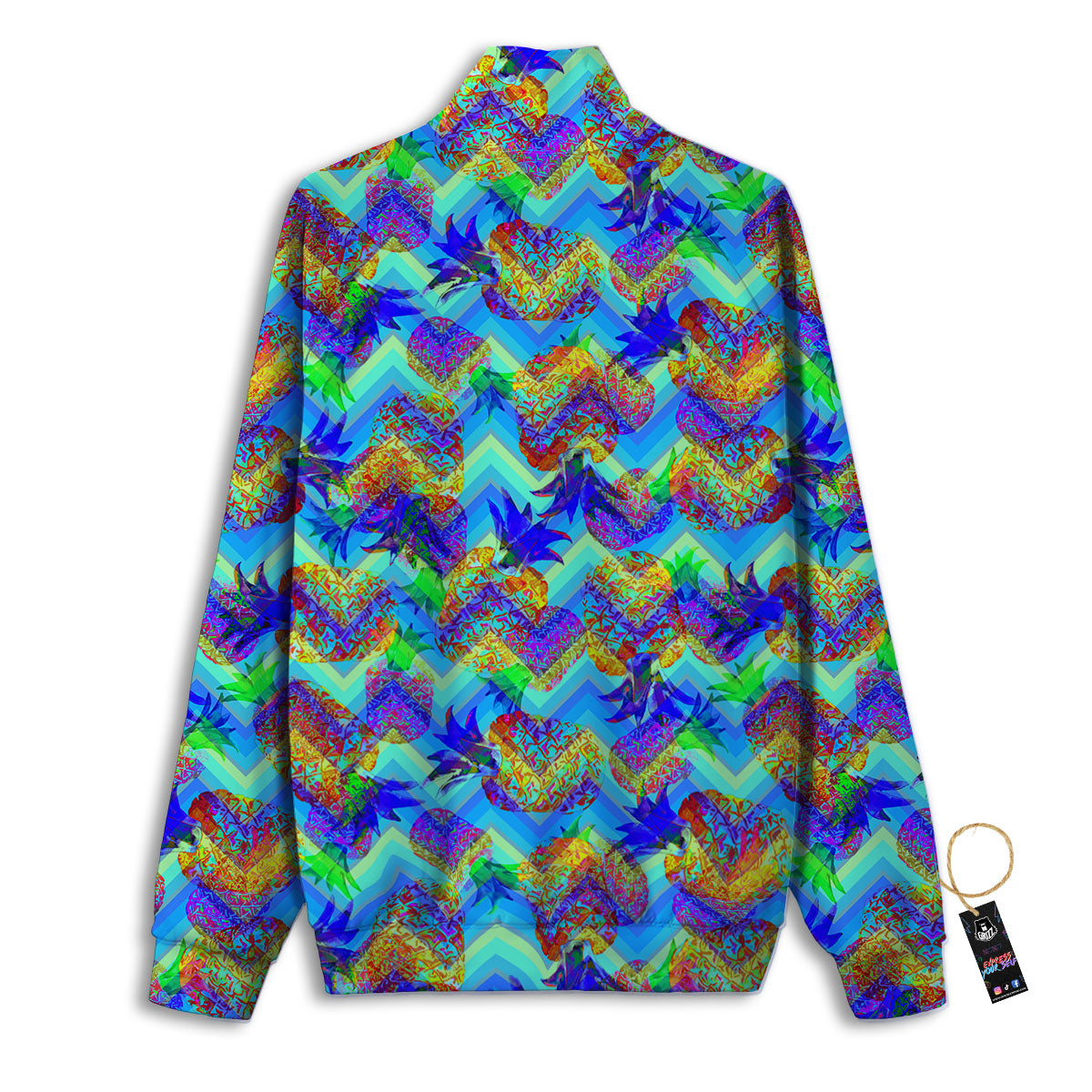 Zig Zag Pineapple Neon EDM Print Pattern Track Jacket-grizzshop