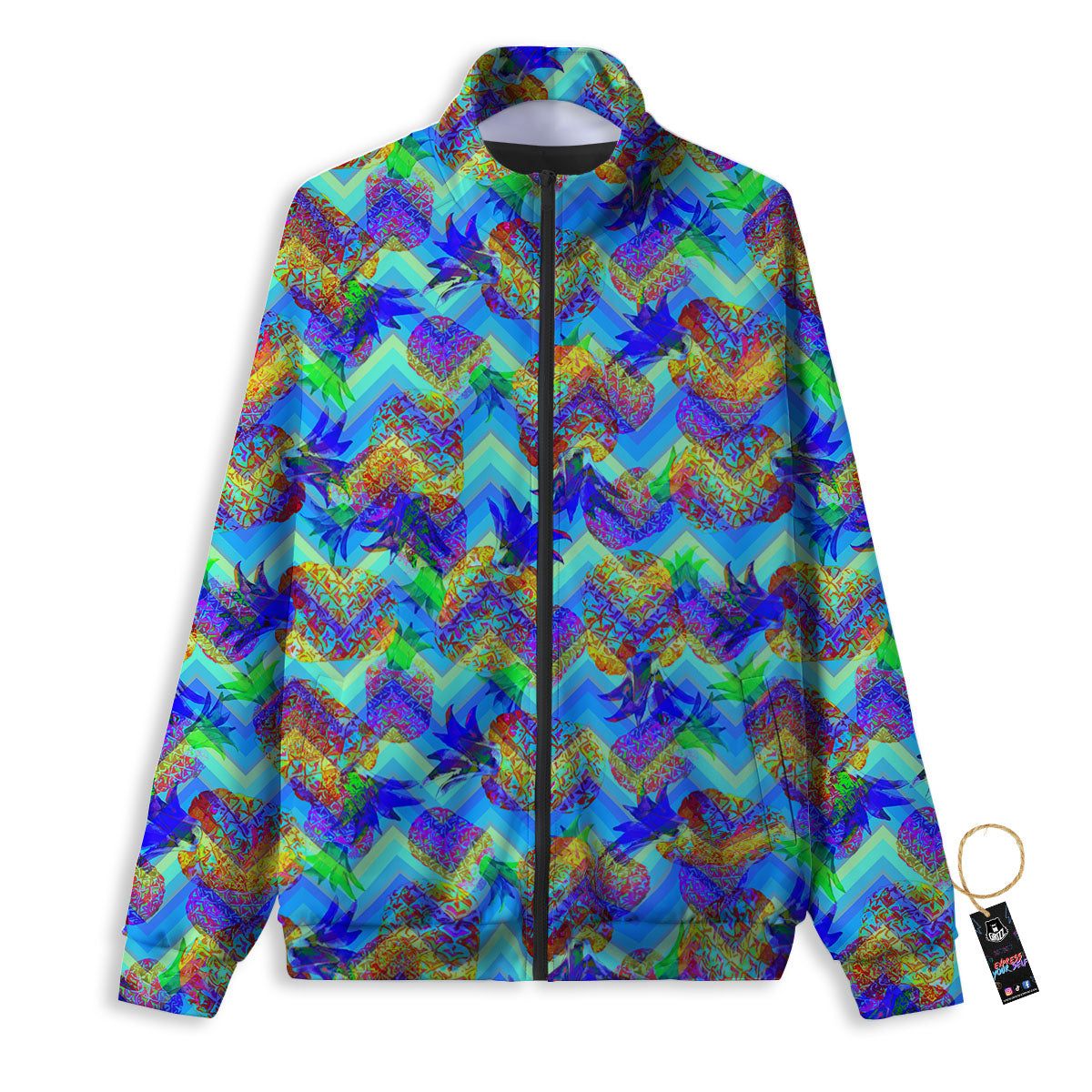 Zig Zag Pineapple Neon EDM Print Pattern Track Jacket-grizzshop