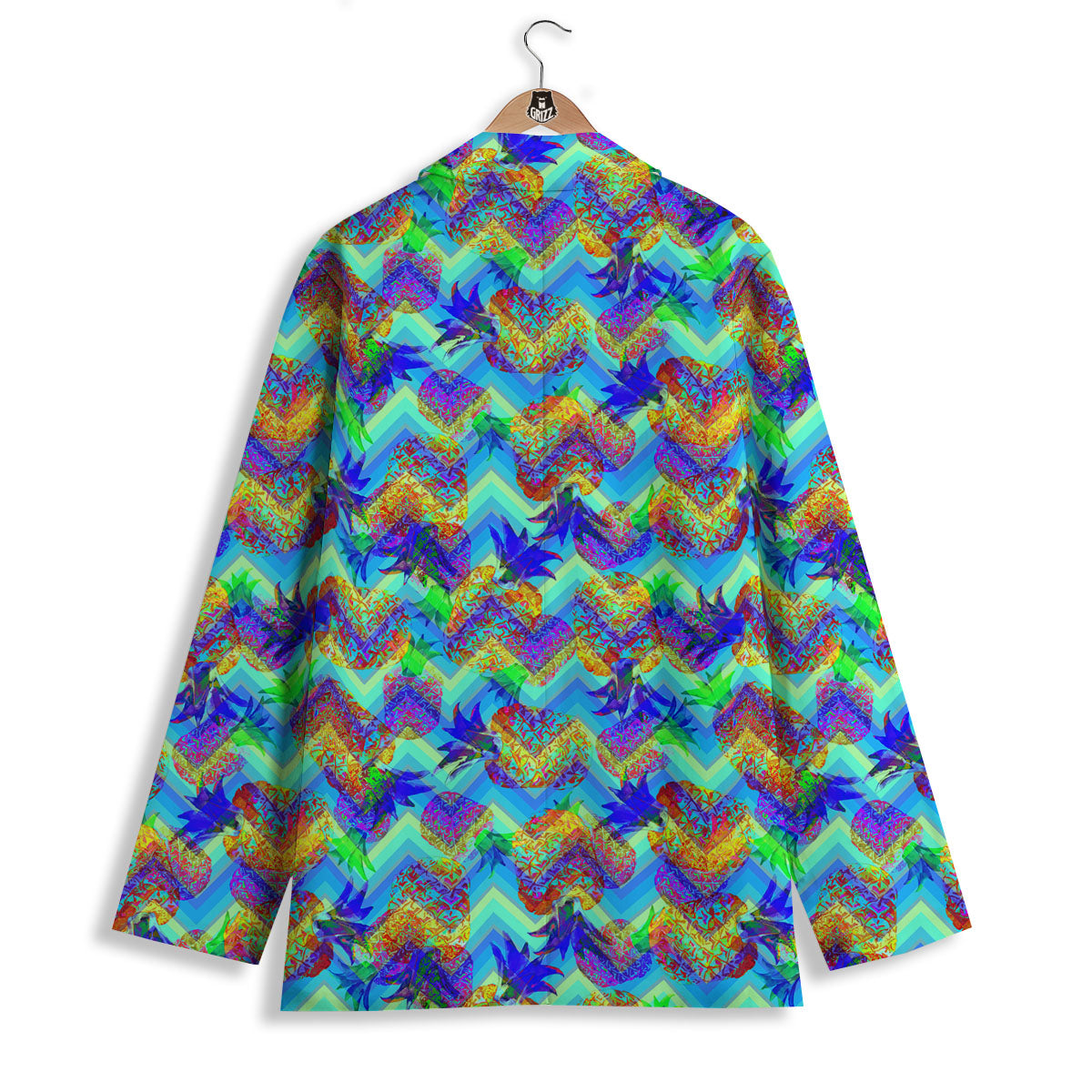Zig Zag Pineapple Neon EDM Print Pattern Women's Blazer-grizzshop