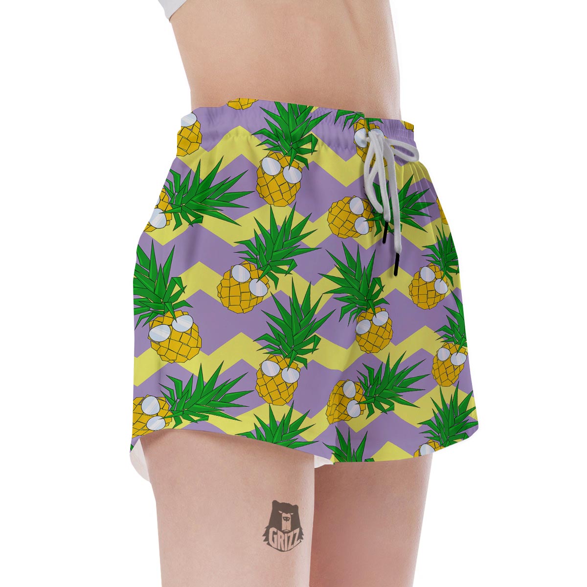 Zig Zag Pineapple Print Women's Shorts-grizzshop