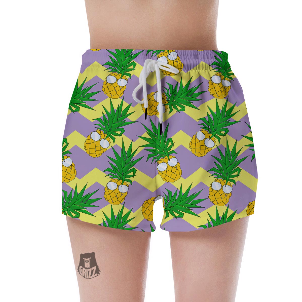 Zig Zag Pineapple Print Women's Shorts-grizzshop