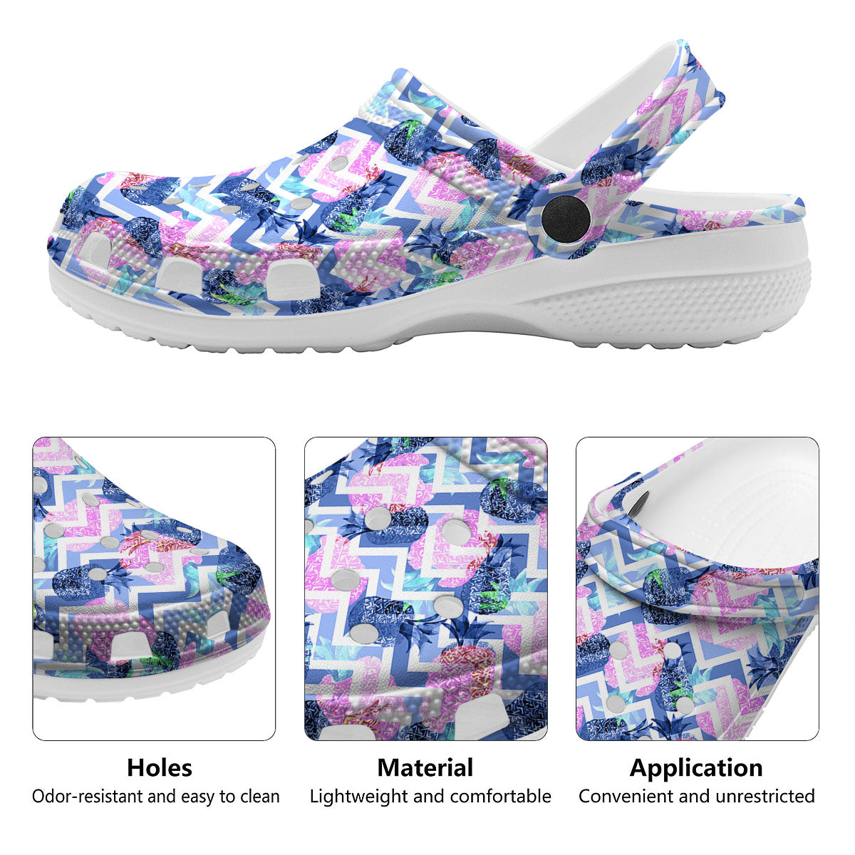 Zig Zag Pineapple Purple Print Pattern Clog-grizzshop