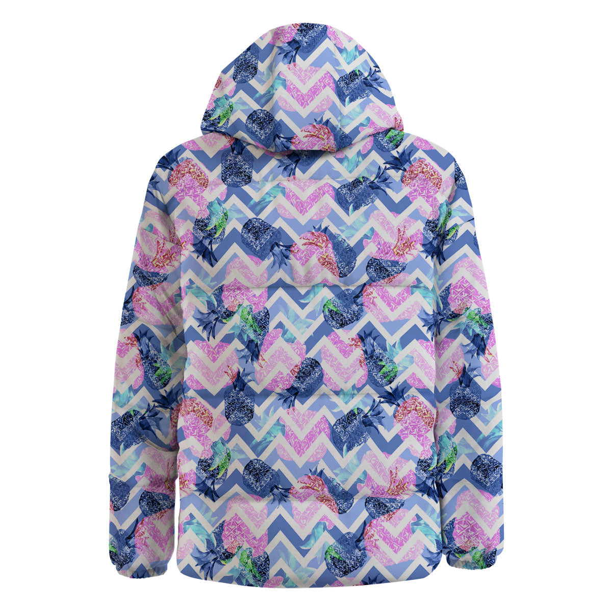 Zig Zag Pineapple Purple Print Pattern Down Jacket-grizzshop
