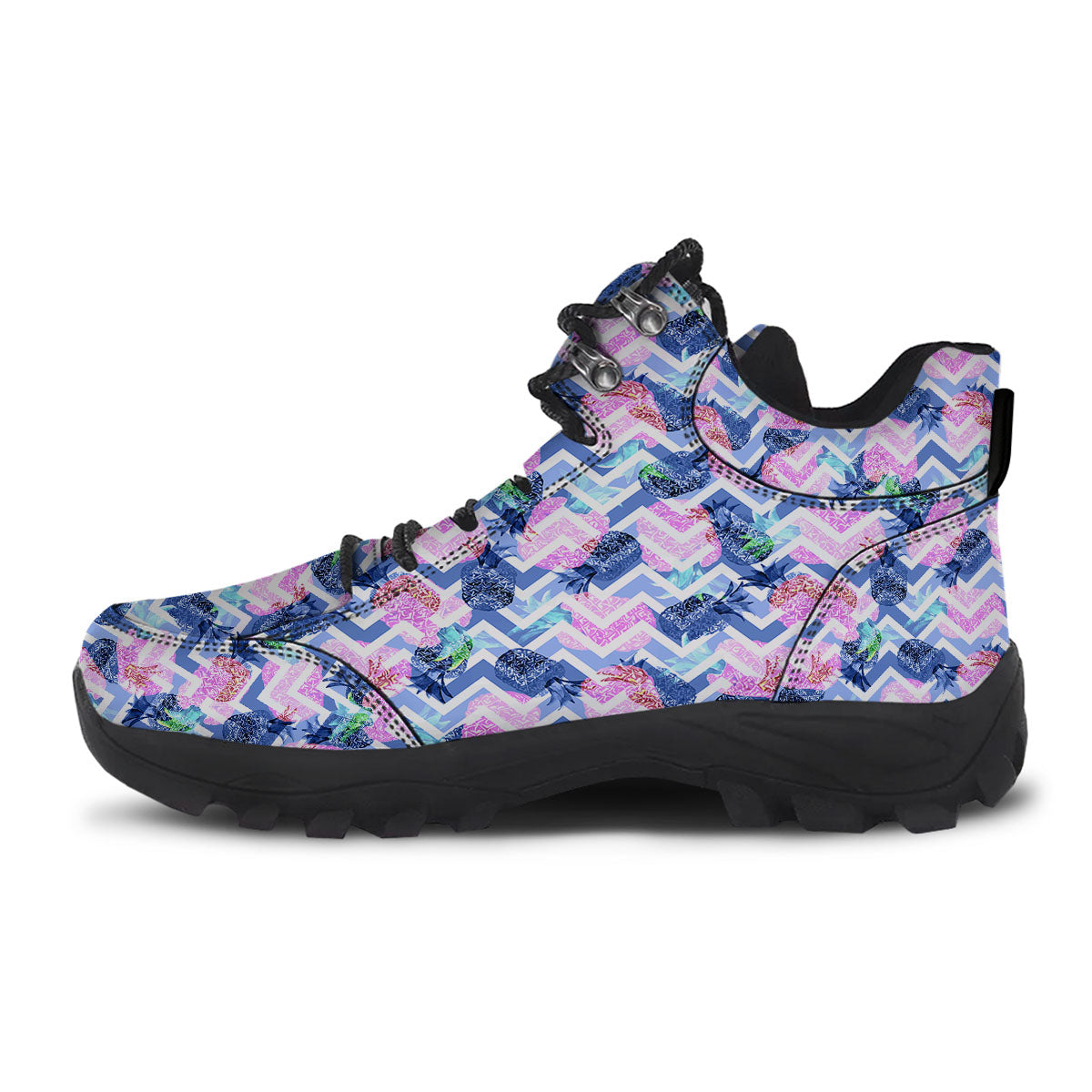 Zig Zag Pineapple Purple Print Pattern Hiking Shoes-grizzshop