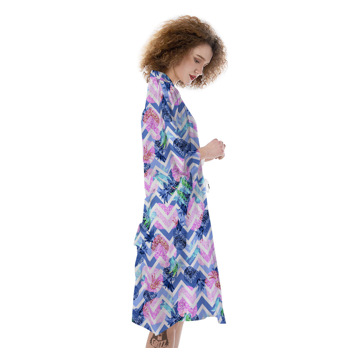 Zig Zag Pineapple Purple Print Pattern Kimono-grizzshop