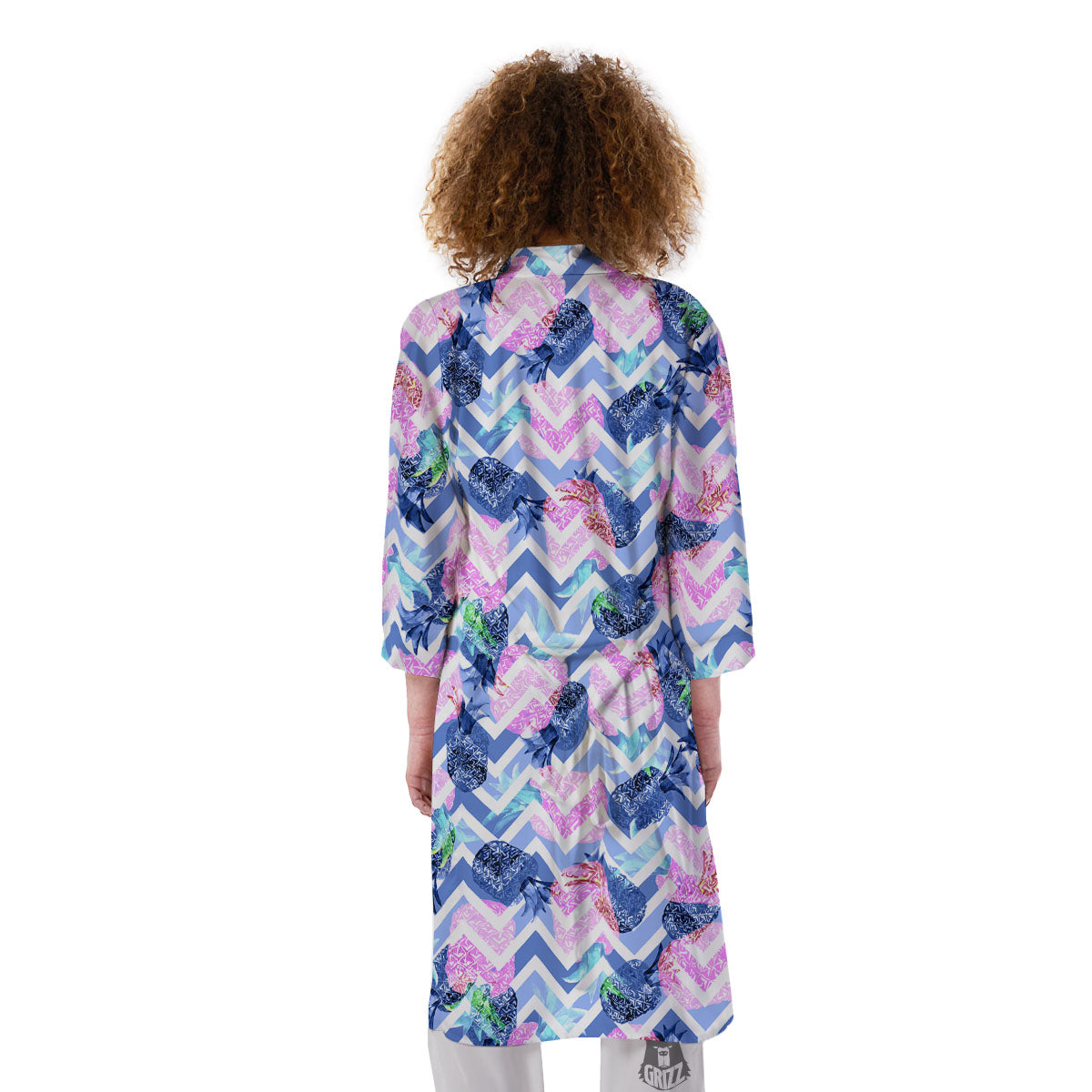 Zig Zag Pineapple Purple Print Pattern Kimono-grizzshop