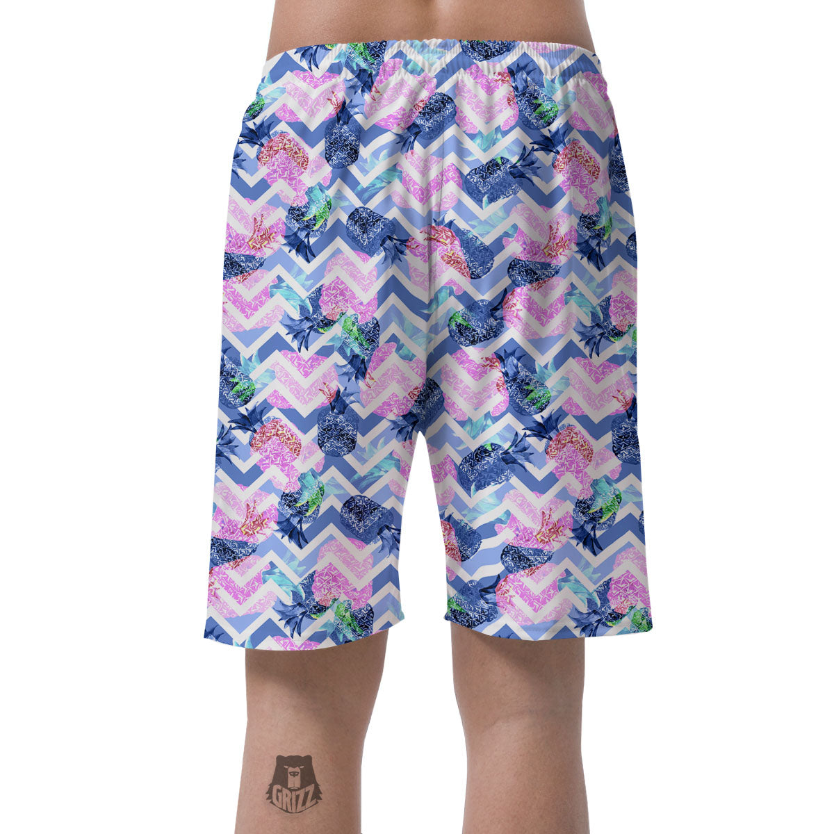 Zig Zag Pineapple Purple Print Pattern Men's Shorts-grizzshop