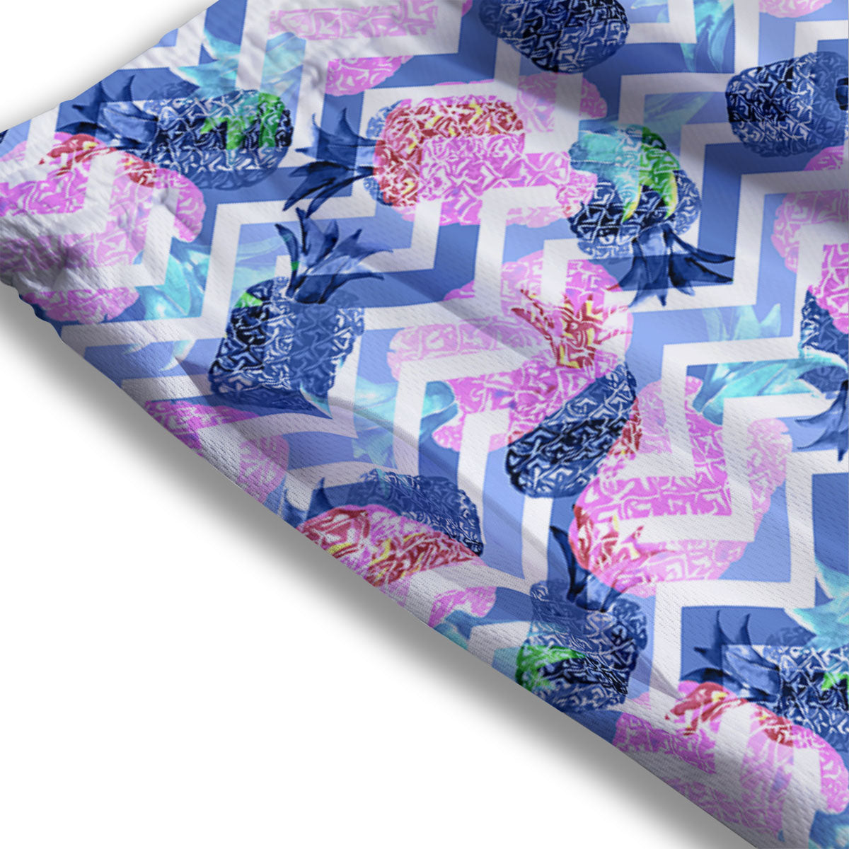 Zig Zag Pineapple Purple Print Pattern Mesh Shorts-grizzshop
