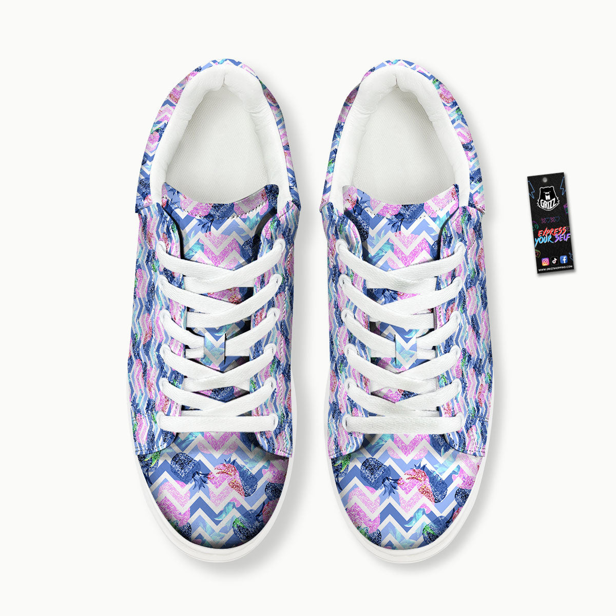 Zig Zag Pineapple Purple Print Pattern Platform Shoes-grizzshop