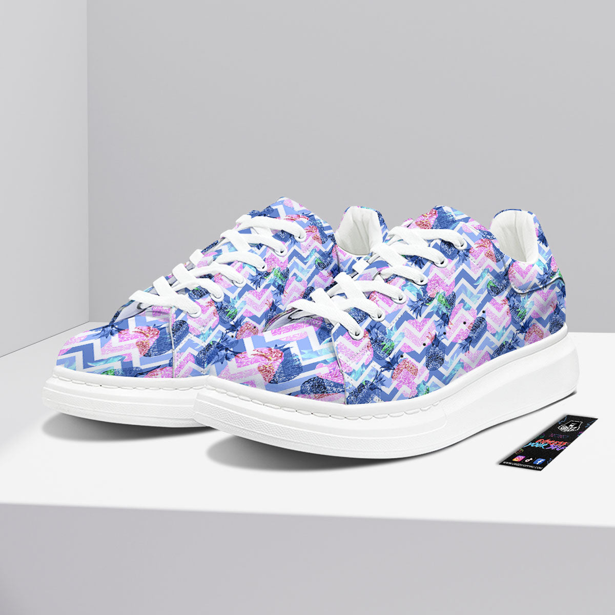 Zig Zag Pineapple Purple Print Pattern Platform Shoes-grizzshop