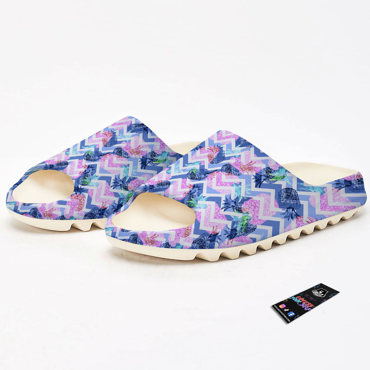 Zig Zag Pineapple Purple Print Pattern Sandals-grizzshop