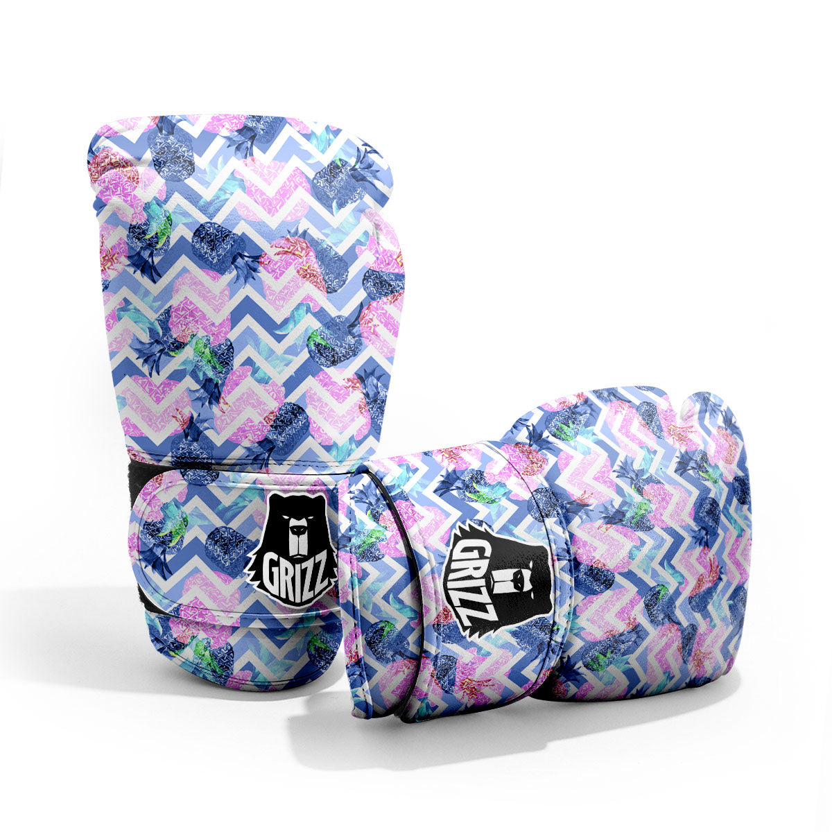 Zig Zag Pineapple Purple Print Pattern Sparring Gloves-grizzshop