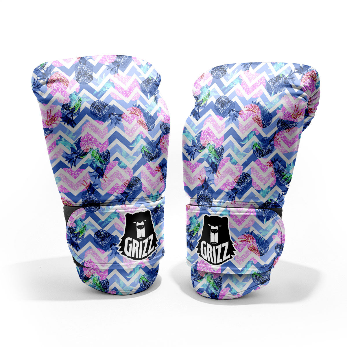 Zig Zag Pineapple Purple Print Pattern Sparring Gloves-grizzshop