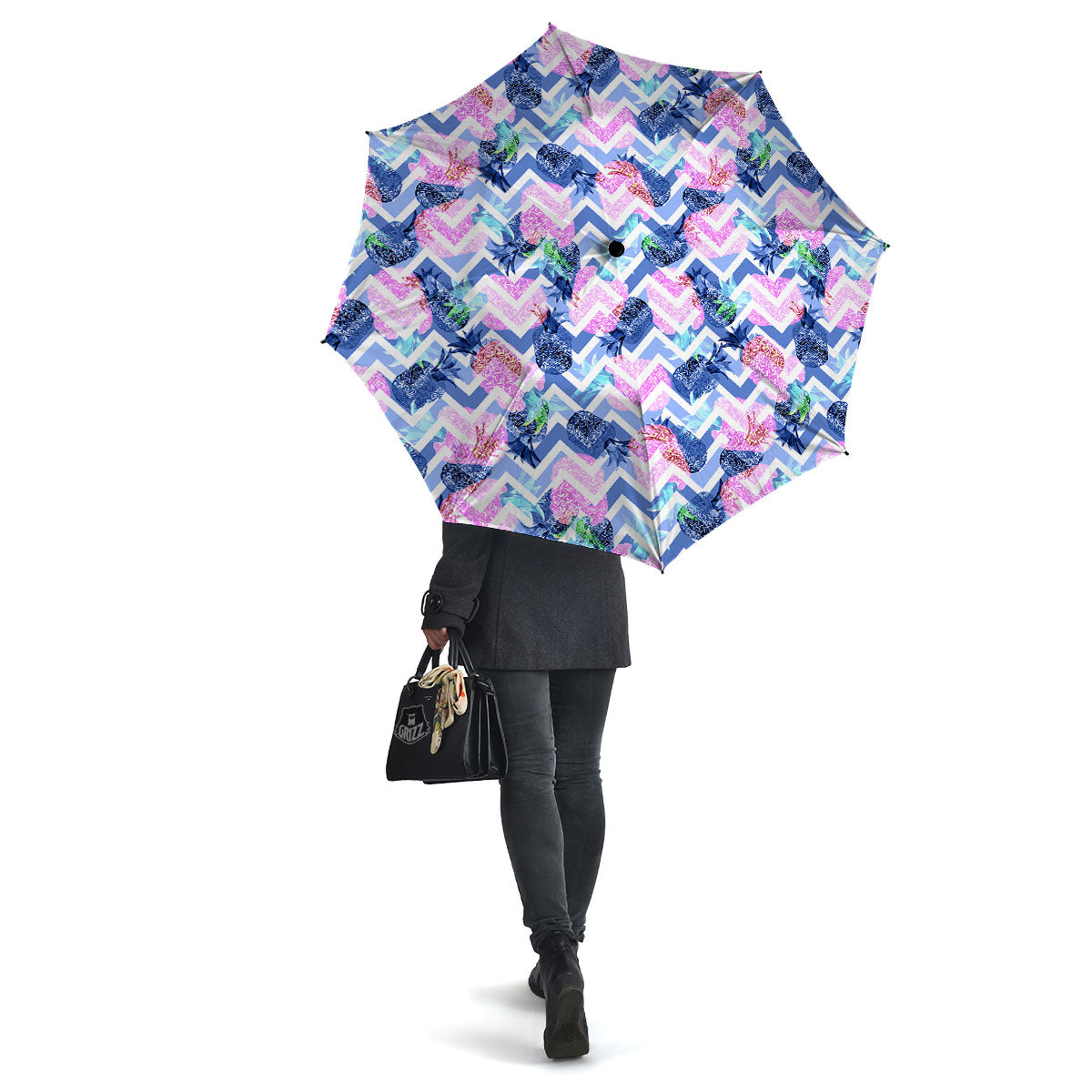 Zig Zag Pineapple Purple Print Pattern Umbrella-grizzshop