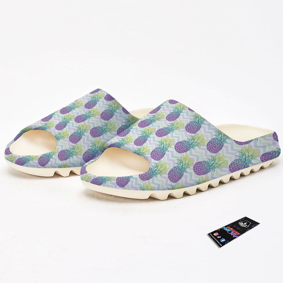 Zig Zag Pineapple Bright Print Pattern Sandals-grizzshop