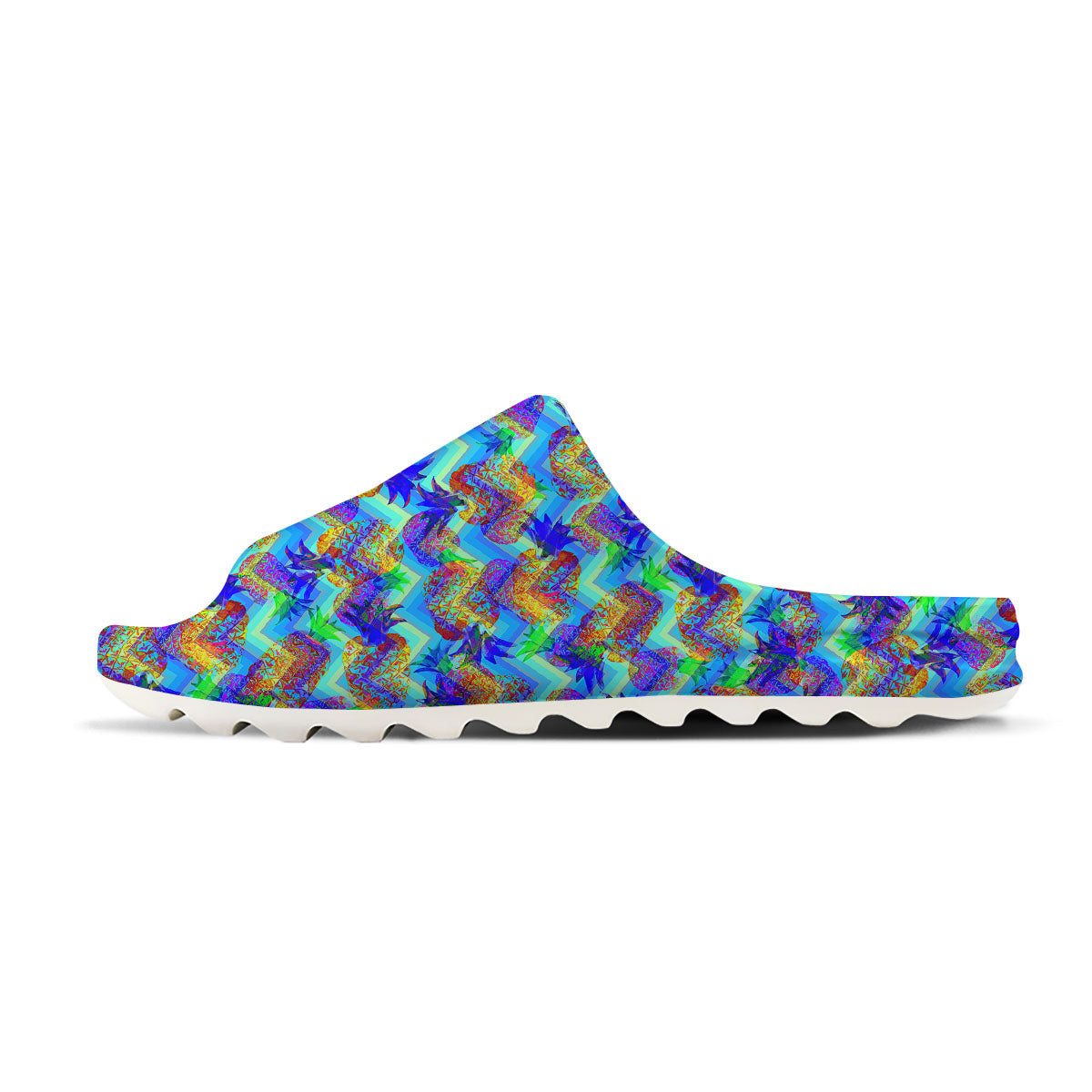 Zig Zag Pineapple Neon EDM Print Pattern Sandals-grizzshop