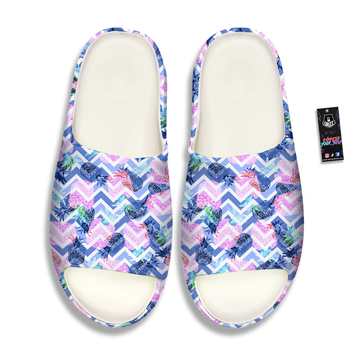 Zig Zag Pineapple Purple Print Pattern Sandals-grizzshop