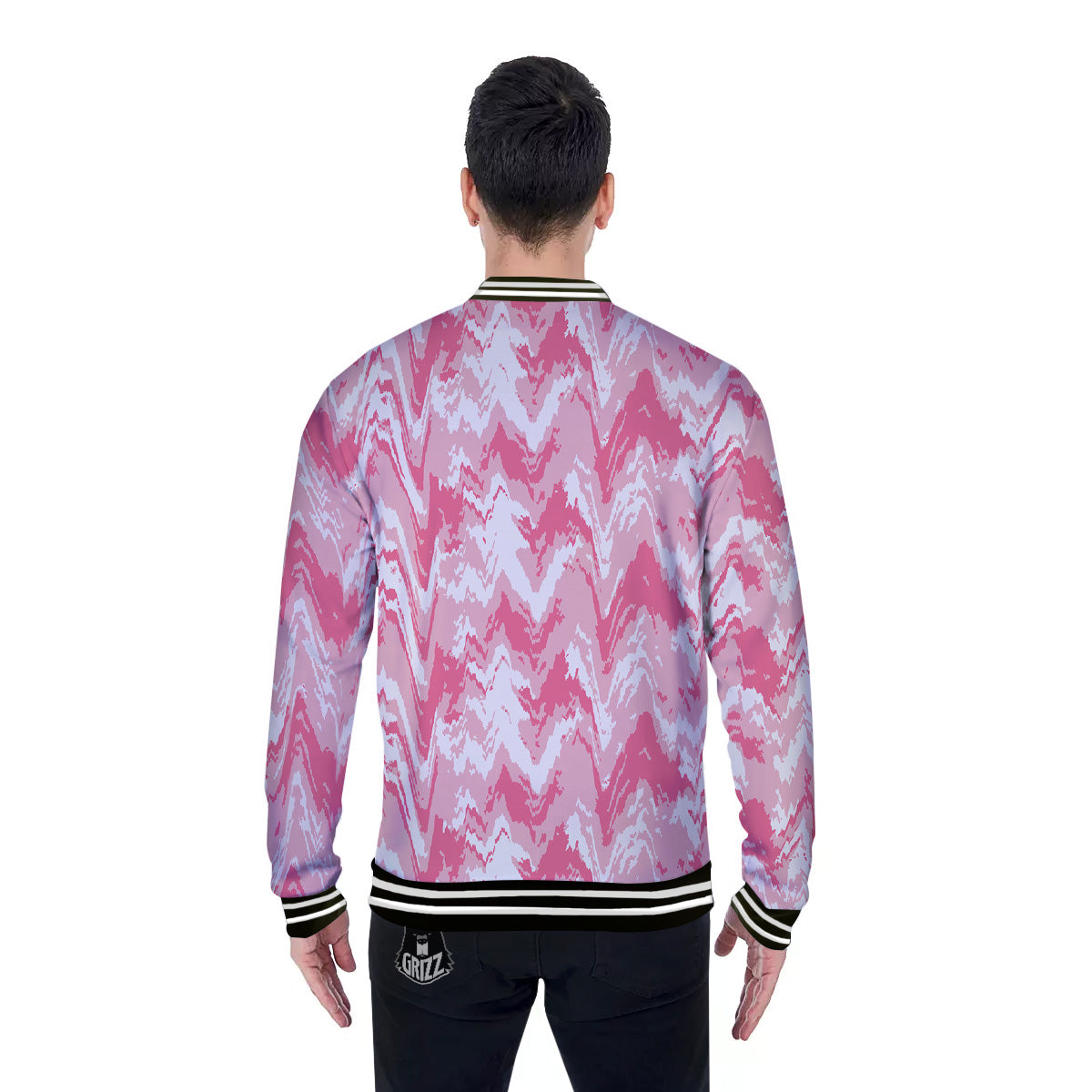 Zigzag Abstract Stripes Pink Print Pattern Baseball Jacket-grizzshop