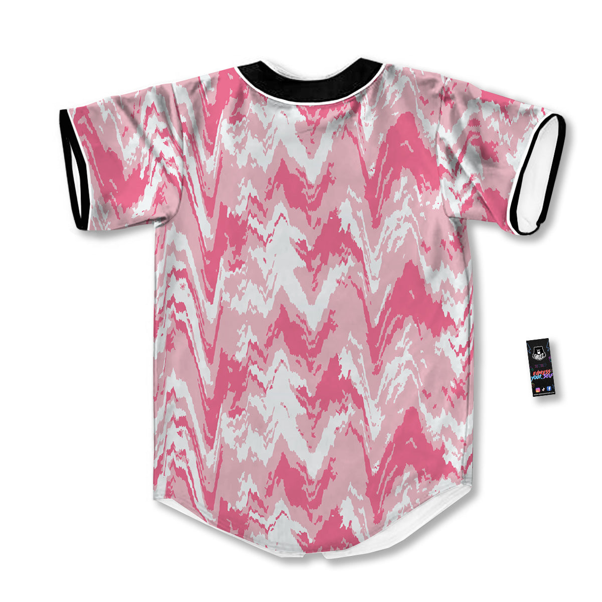 Zigzag Abstract Stripes Pink Print Pattern Baseball Jersey-grizzshop