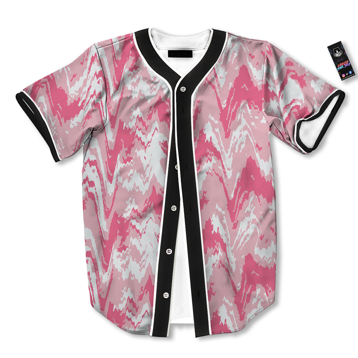 Zigzag Abstract Stripes Pink Print Pattern Baseball Jersey-grizzshop
