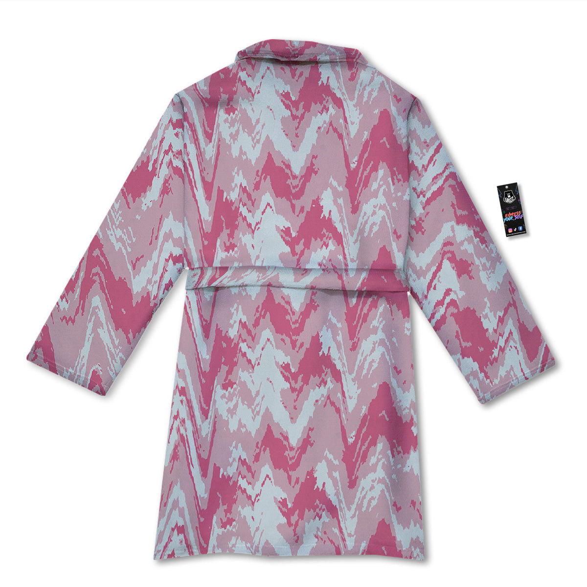 Zigzag Abstract Stripes Pink Print Pattern Bathrobe-grizzshop